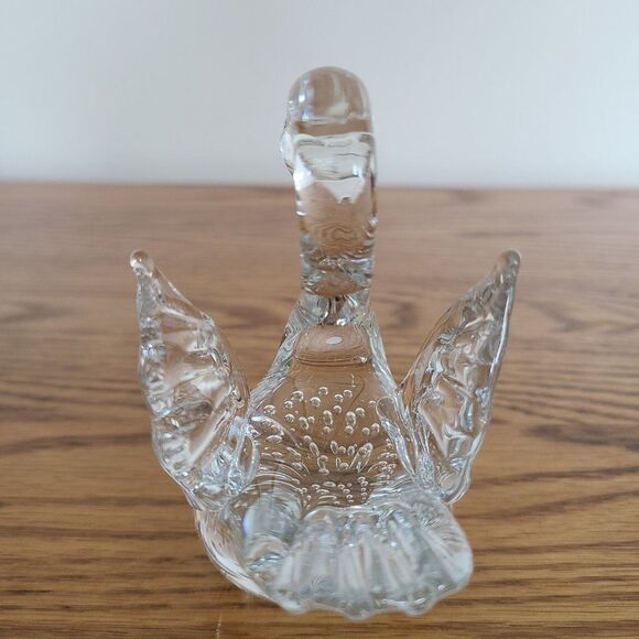 Vintage Precision Controlled Bubble Clear Glass Art Swan Figurine Paperweight - Picture 12 of 15